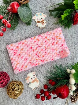 Dětská/ dívčí pletená čelenka ,,sv.růžová" NOVÉ - 5