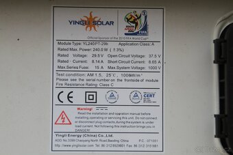 Prodám solární panely Yingli Green Energy 240w - 5