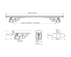 Střešní nosič (příčníky) Menabo Jackson 120 cm, jako nový - 5