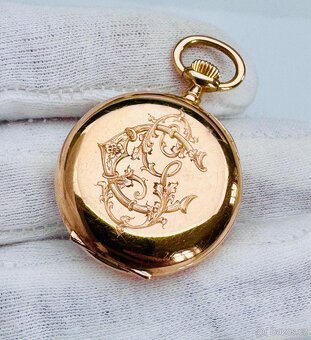 18K CELO ZLATÉ KAPESNÍ HODINKY CHRONOMETRE LIP S ETUI A ŘETÍ - 5