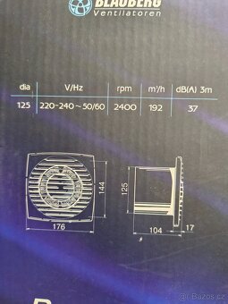 Koupelnový ventilátor Bravo 125 Slim - 5