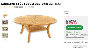 Zahradní nábytek Teak - stůl 180cm + 6x židle - 5