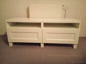 TV stolek se zásuvkami, bílá/Hanviken/Stubbarp bílá, 120x42x - 5