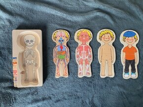 Skládačka/vkládačka lidské tělo puzzle dřevěné holka a kluk - 5