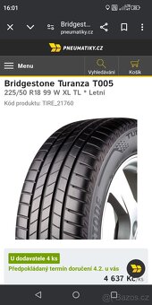 225/50 R18 XL Nové Letní Bridgestone - 5