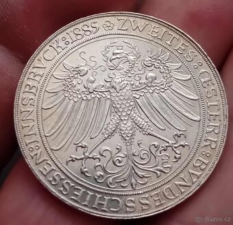Vzácný stříbrný 2 zlatník 1885 Střelby Innsbruck - 5