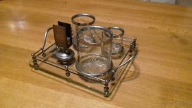 Kuřácký mosazný stolek nahoře s mozaikou + kuřácká sada - 5