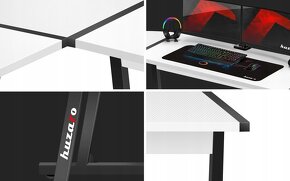 Rohový PC/herní stůl (bílo/černý, 147x112 cm) - 5