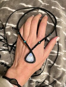 Orig. náhrdelník s měsíčním kamenem, hand made, sleva 1100 - 5