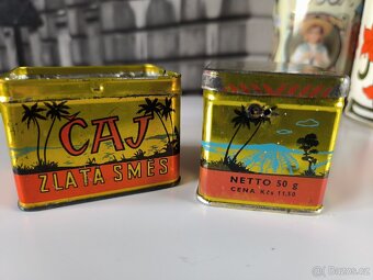 Staré plechové nádoby od čaje, kakaa - 5