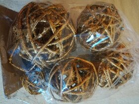 Vánoční dekorace - proutěné koule - 5