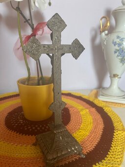 Starožitný kříž cínový - 5