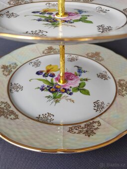 Nádherný 3 dilový etažer v top stavu od porcelánky Pražák - 5