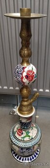 STAROŽITNOST _ VODNÍ DÝMKA mosaz + váza 100% PARCELAN - 5