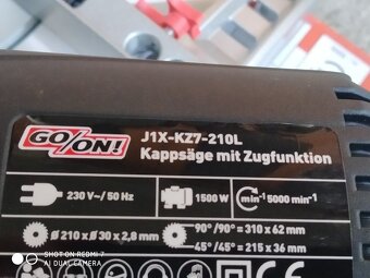 Prodám NEPOUZITOU pokosovou pilu s posuvem GO/NO 1500 W. - 5