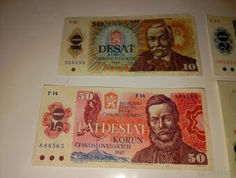 SESTAVA BANKOVEK 10-1000 KČS, 80. LÉTA, 6 RŮZNÝCH NOMINÁLŮ - 5