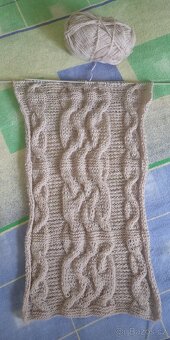 RUČNĚ PLETENÁ, NOVÁ, KÁVOVÁ ŠÁLA-PLÉD: 1,6metru x 30cm - 5