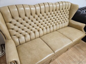Chesterfield štý,kožená vysoká sedačka,ZĽACNENÁ - 5