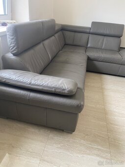 Sedačka kožená šedá  270x200x100 - 5