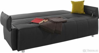 Rozkládací pohovka . Nová . Černá imitace kůže - 5