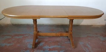Rustikální, dubový, rozkládací stůl. Ovál. - 5