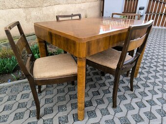 Starožitný Art Deco jídelní stůl+ 4 židle - 5
