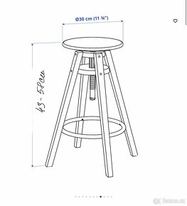 Barové stoličky Ikea  4 ks, přírodní dřevo  43-58cm - 5