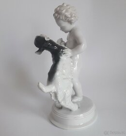 Starožitná porcelánová figura - putto a kůzle - Rosenthal - 5
