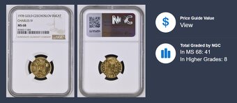 Zlatý československý 1 dukát Karel IV.1978 NGC MS68 - 5