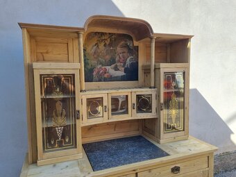 LUXUSNÍ VELKÁ KREDENC-MALBA NA PLATNĚ-VŠE PŮVODNÍ - 5