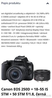 Canon EOS 250D + 18-55 IS STM + 50 STM f/1.8 - 5