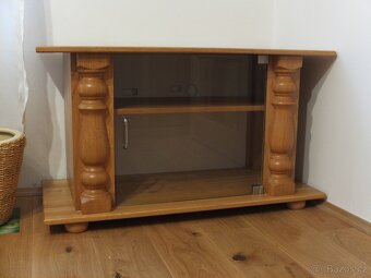 Televizní stolek, skříňka, komoda, masivní dub - 5