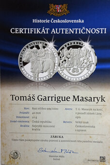 Pamětní medaile – T. G. Masaryk • Stříbro 999/1000 - 5