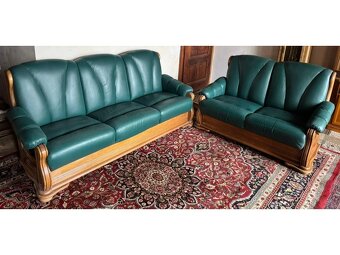 Dubová rustikální kožená sedací souprava 3+2+1,3332 - 5