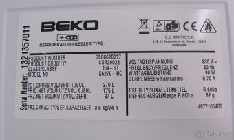 CHLADNIČKA S MRAZNIČKOU BEKO - A+ - 170cm - 5