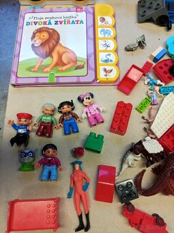 Mix hraček – LEGO, autíčka, figurky, knížka, dřevo - 5
