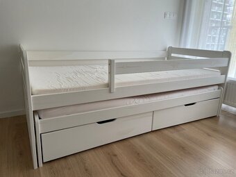 Detska postel s pristylkou, zabranou, 2 matracemi a 2 boxy - 5