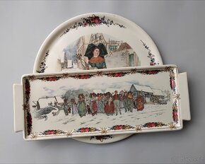 Krásný starožitný talíř+tác Sarreguemines (Francie) 1900 rok - 5