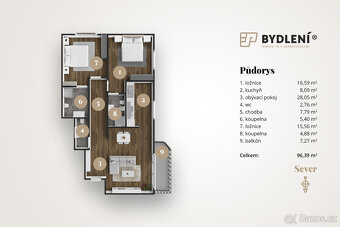 Prodej bytu 3+kk – 99,25 m², 3. NP, Teplice – Šanov 1 (Rezid - 5