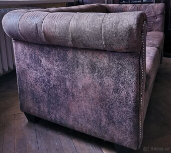 Chesterfield sedačka 2místná umělá kůže hnědá - 5
