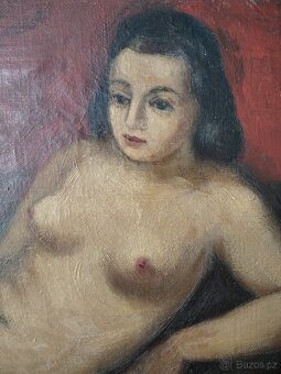 obraz LEŽÍCÍ DÍVKA, akt, olej, sign. Bedřich Knopp 1948 - 5