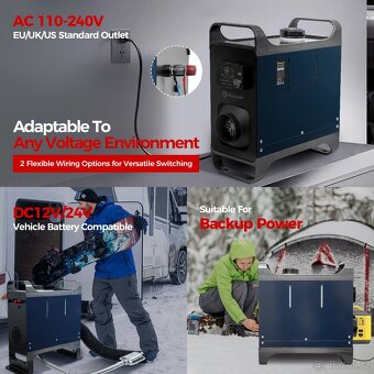 Naftové topení 8kW,  12-24-230V, auto START/STOP, bluetooth - 5