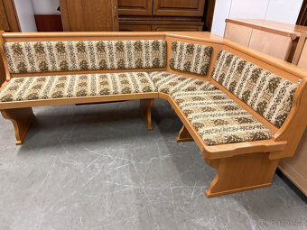 Dubová rohová lavice ,rozkládací stůl a tři židle - 5