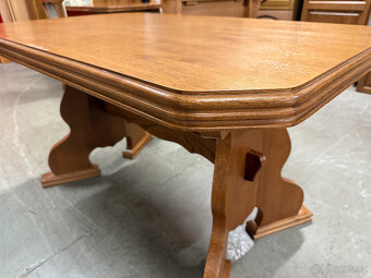 Dvakrát dubová jídelní lavice + stůl a židle - 5