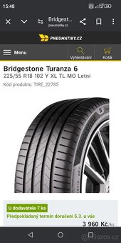 225/55 R18 XL Nové Bridgestone letní - 5