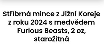Stříbrná mince medvěd 2 oz - 5