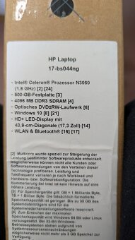 # ZÁRUKA 2 ROKY# HP Laptop 17 Celeron N3060 4GB 500GB W10 - 5