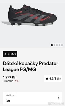 Kopačky NIKE Predator velikost 38, 23,3 cm - 5
