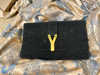 YVES SAINT LAURENT Chyc Textured Leather Clutch Black - 5
