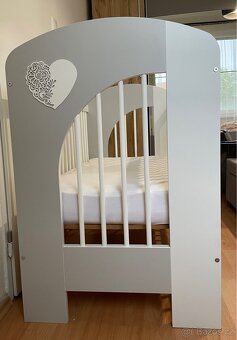 Dětská postýlka Klups Nel Srdíčko bílo/šedá - 5